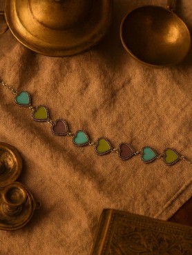LOVELOOP - OXIDISED CHOKER WITH PASTEL HEARTS
