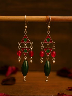 TINKLE TANGO - TRIANGLE MOTIF OXIDISED EARRING