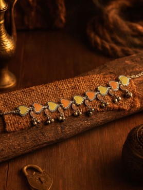 SUNBURST CHARM - ENAMELLED OXIDISED CHARM NECKLACE