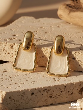 LUMINA ARC – CHIC WHITE ENAMEL DROP EARRINGS