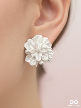 THE PETAL CLOUD – CARVED FLORAL STUD EARRINGS