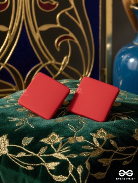 RUBY CUBE – SOLID RED STUD EARRINGS