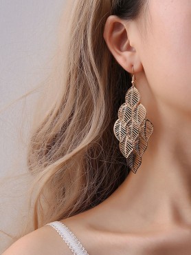 The Leafy Mirage - Golden Metallic Earrings