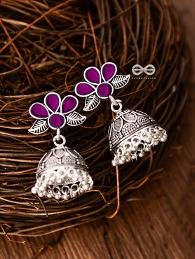 The Floral Delight Meenakari Arwork Jhumkis (Pink)