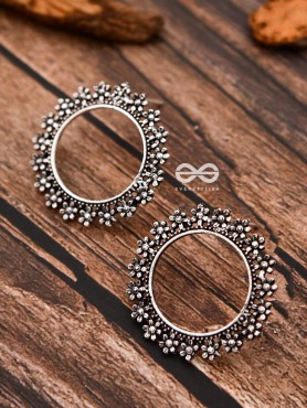 The Flowery Circles - Oxidised Boho Earrings