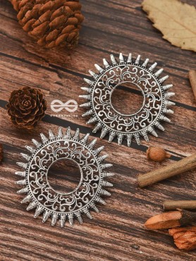 The Motif Sun Oxidised Boho Earrings