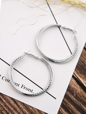 The Elegant Shimmer Triple Layered Hoops - Silver