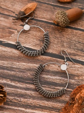 The Little Circled Mesh - Tiny Trinket Earrings - Silver