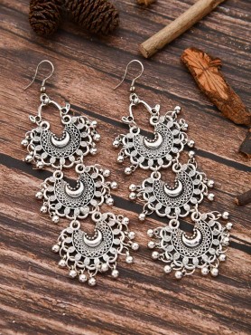 The Triple Moons - Oxidised Boho Earrings