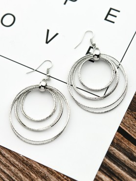 The Shimmery Circles - Silver Elegant Earrings