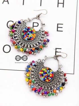 A Playful Delight - Multicoloured Oxidised Boho Earrings