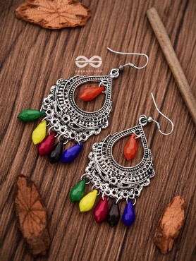 The Vintage Drop Motifs (Multicoloured) - Oxidised Boho Earrings