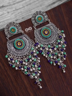 The Multi-Layered Beaded Jhaalar (Blue Hues) - Embroidered Oxidised Collection