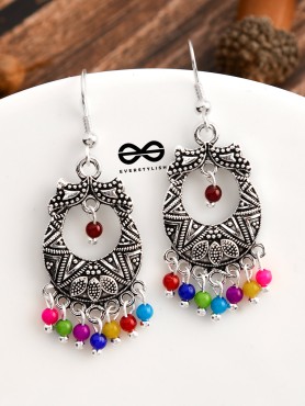The Little Intricate Aztec Danglers - Oxidised Boho Earrings