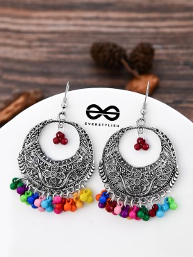 The Nature Motifs (Multicolour) - Oxidised Boho Earrings