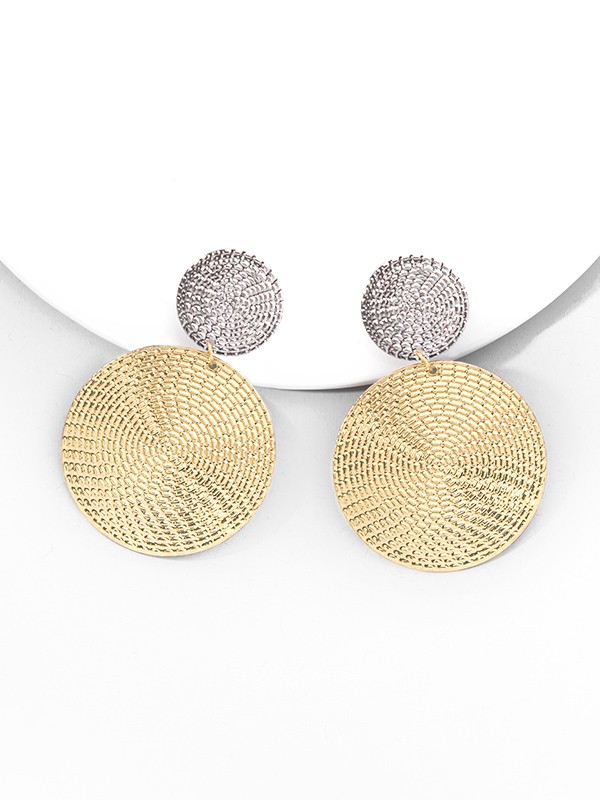 The Earthy Touch Twin Circles Golden And Silver Designer Earrings. 