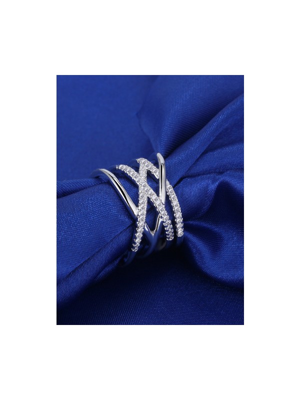 Ardent Crisscross Adjustable American Diamond Ring
