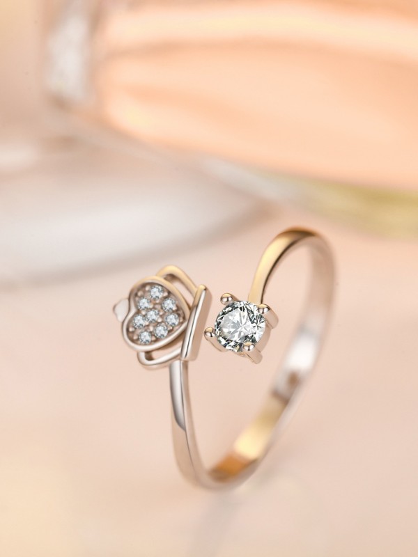 Silverette Princess Crown Adjustable CZ Ring