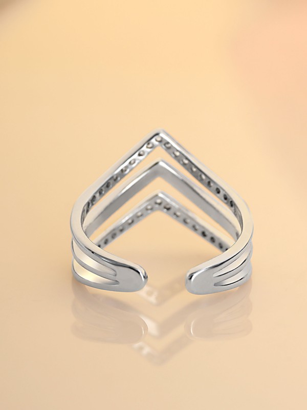 Leslie's Layered CZ Adjustable Ring (Silverette)