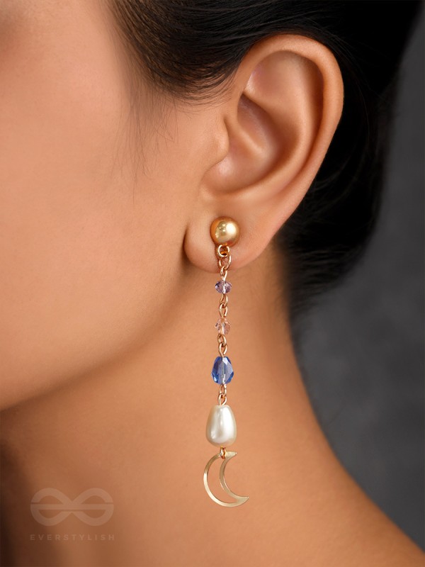 Over The Moon - Golden Pearl and Beads Earrings