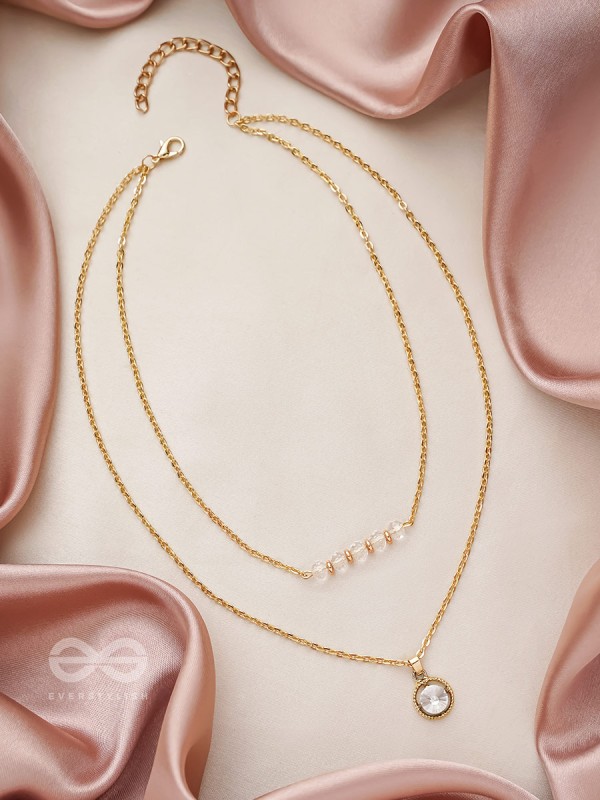 The Diamond Lane- Golden Embellished Necklace With Anti-Tarnish Coating 