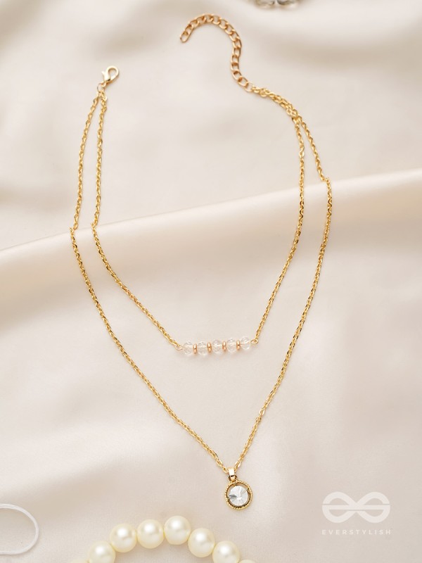 The Diamond Lane- Golden Embellished Necklace With Anti-Tarnish Coating 