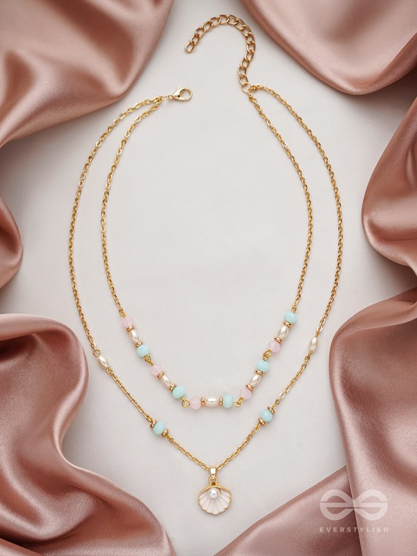 The Sea-Nic Beauty- Golden Embellished Necklace With Anti-Tarnish Coating 