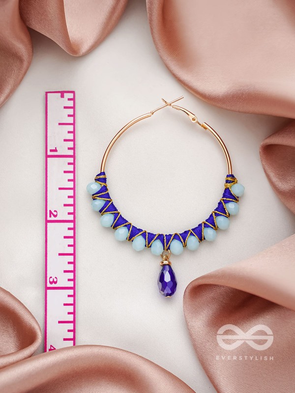 Half Moon Bay - Golden Embellished Earrings (Navy Blue)