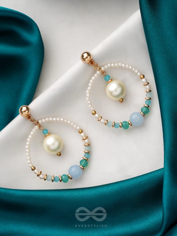 The Blue Moon- Golden Embellished Earrings