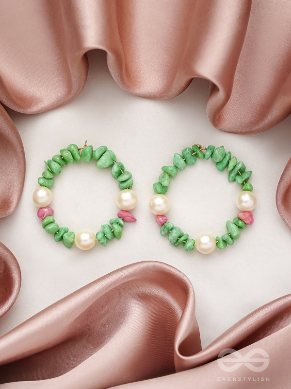 The Green Spirit- Golden Embellished Earrings