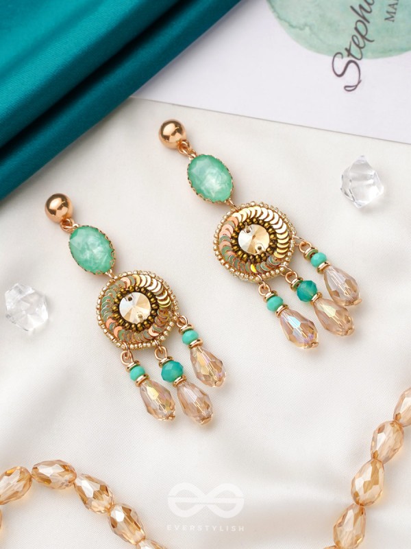 The Tuscan Sun- Golden Embellished Earrings