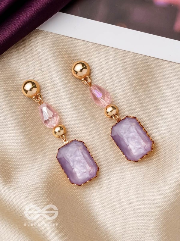 The Violet Mist- Golden Embellished Earrings