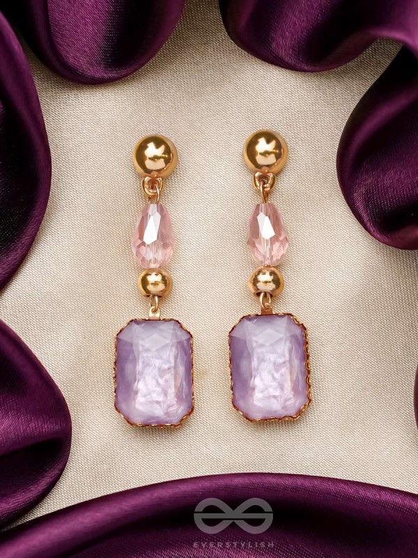 The Violet Mist- Golden Embellished Earrings