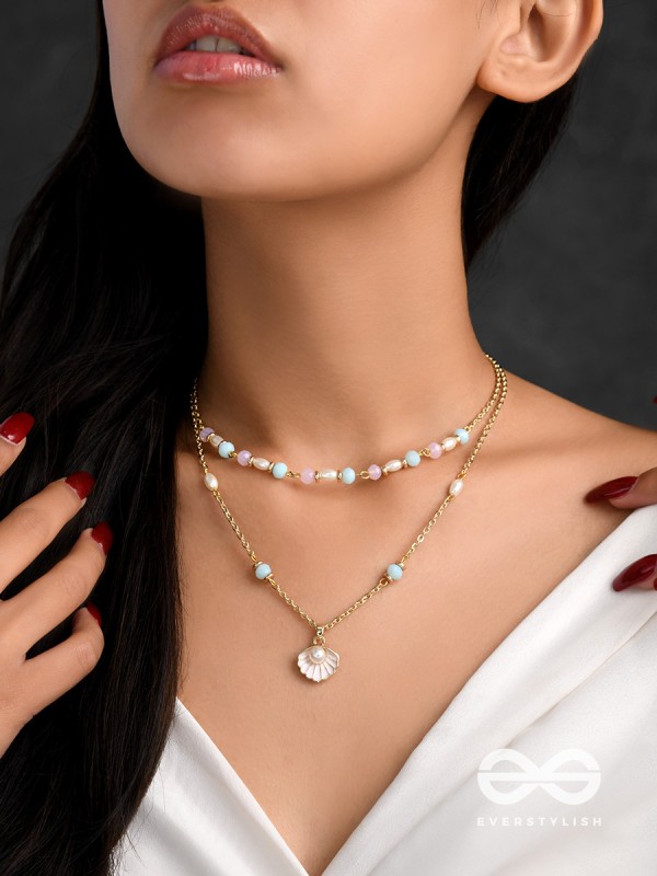 The Sea-Nic Beauty- Golden Embellished Necklace With Anti-Tarnish Coating 