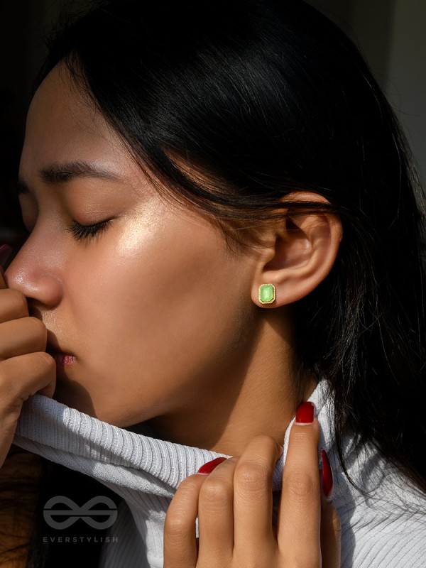 Deep Sea Eyes- Golden and Blue Crystal Earrings