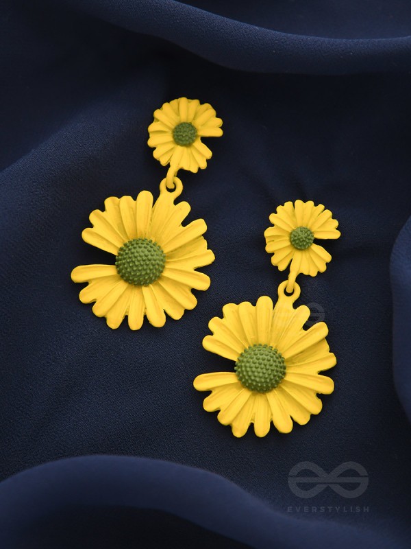 A Field of Flowers - Statement Dangler Earrings (Yellow)