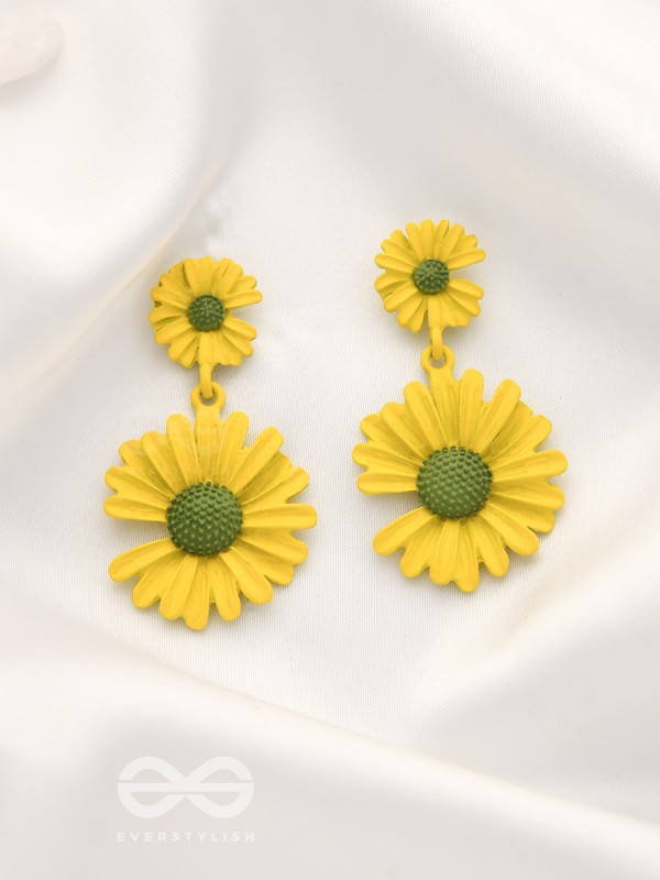 A Field of Flowers - Statement Dangler Earrings (Yellow)