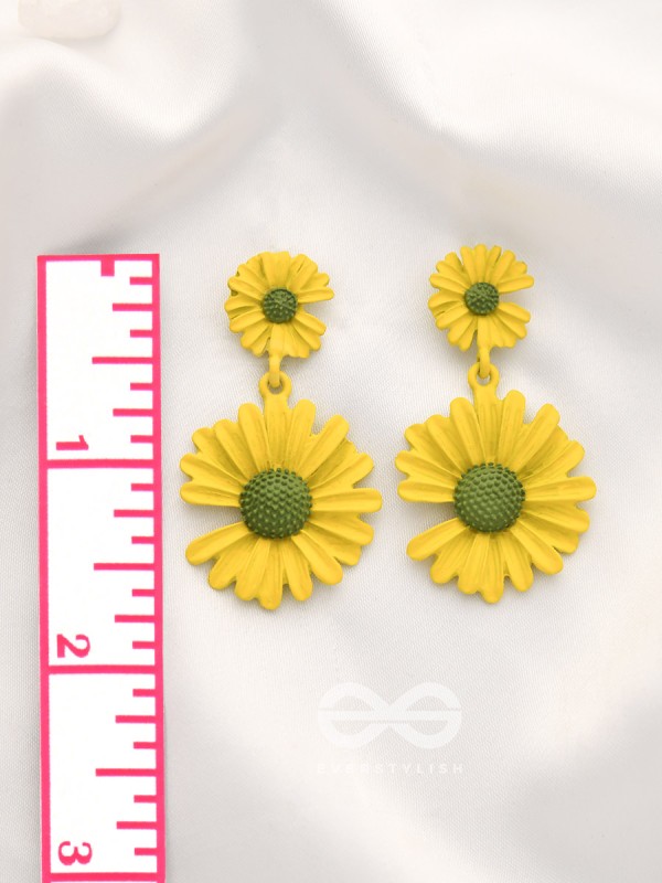 A Field of Flowers - Statement Dangler Earrings (Yellow)
