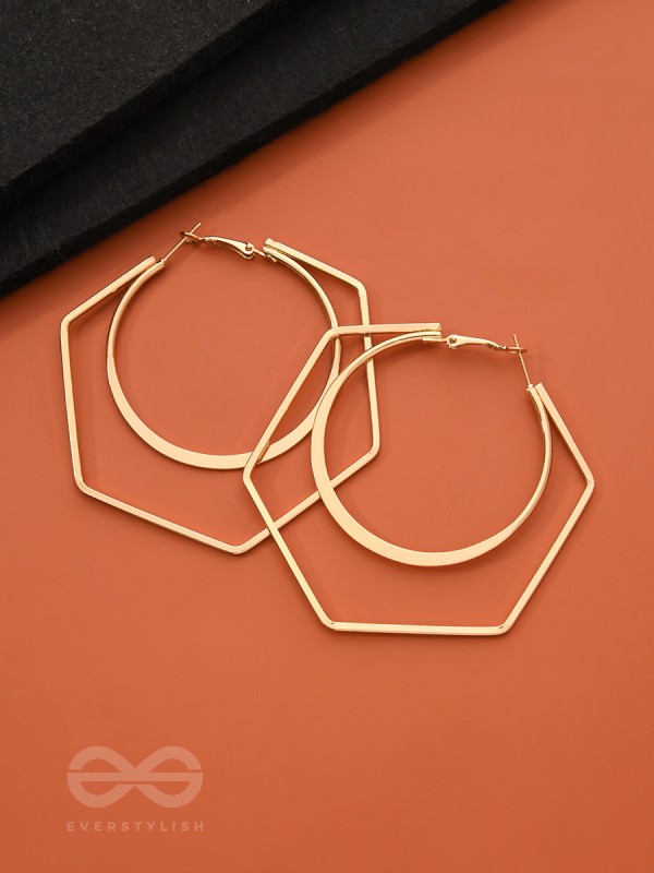 The Layered Geometry - Golden Statement Hoops