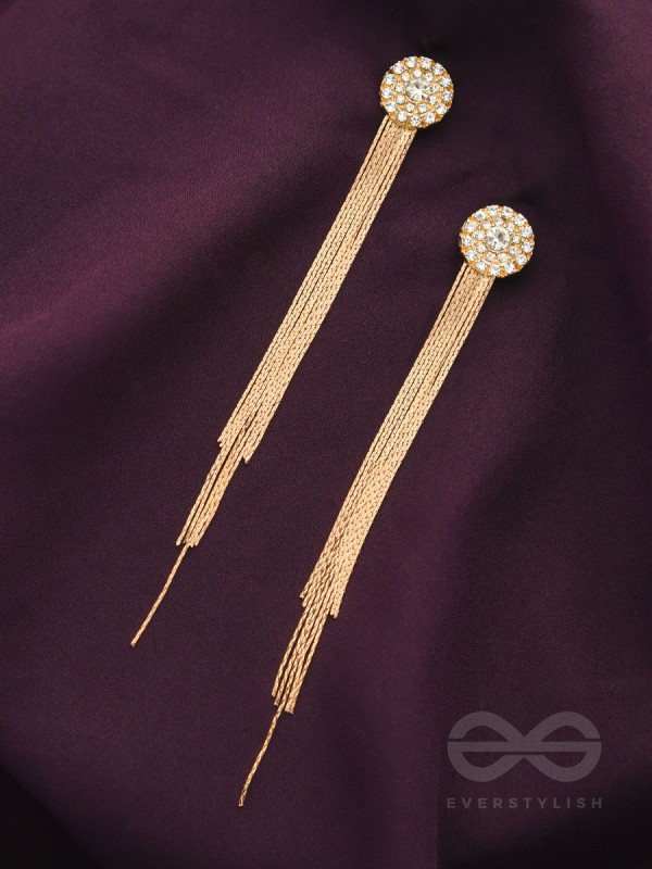The Charm of a Perfectionist Stone studded danglers- Golden
