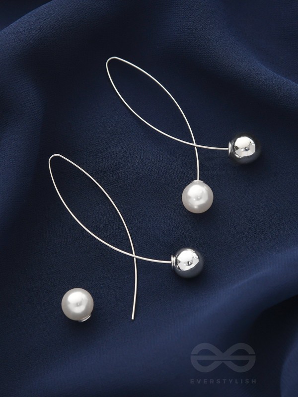 Elegant Fish Pearl Metal Dangler Earrings