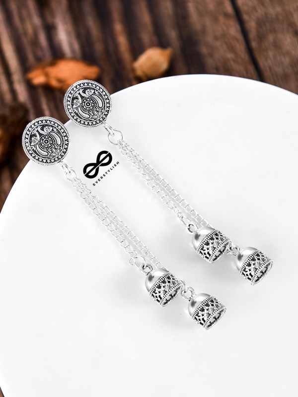 The Little Peacock Emblem Double Hanging Jhumkis