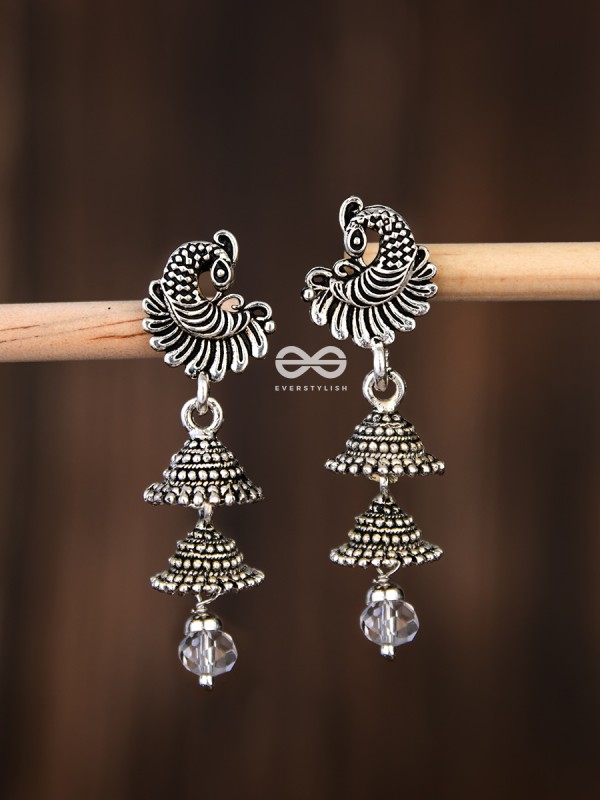 The Intricate Peacock Double Layered Jhumkis