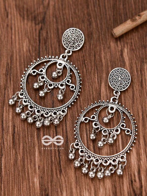 The Dangling Playful Circles - Oxidised Boho Earrings