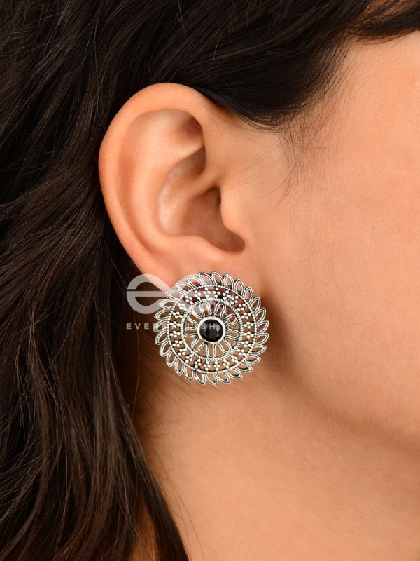 The Elegant Mesh Studs (Onyx Black) - The Embellished Oxidised Collection