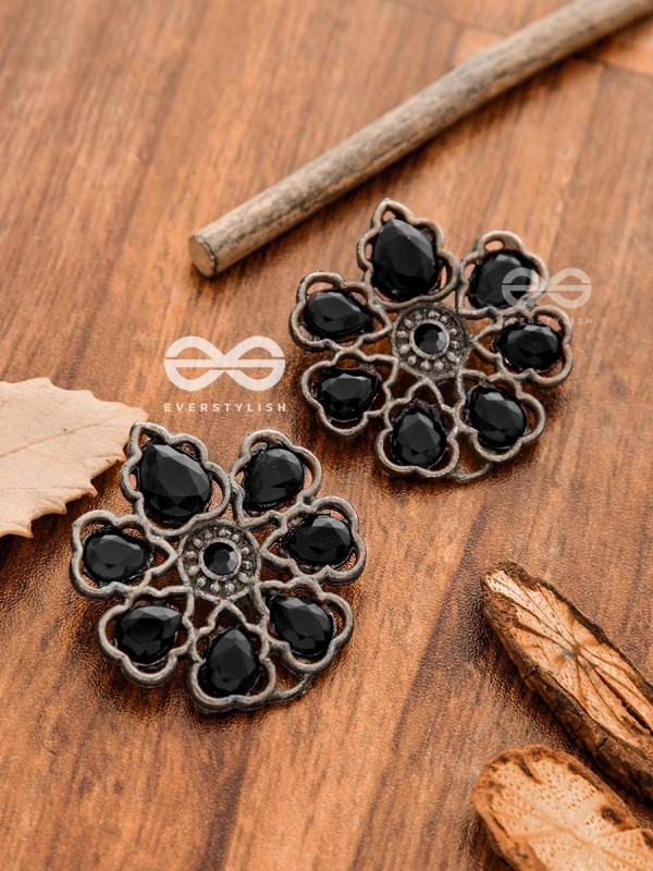 The Elegant Carved Beauties (Onyx Black) - Embellished Oxidised Collection