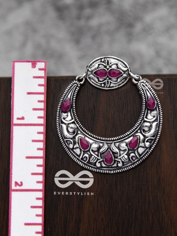 The Elegant Desire (Ruby Red) - Embellished Oxidised Earrings