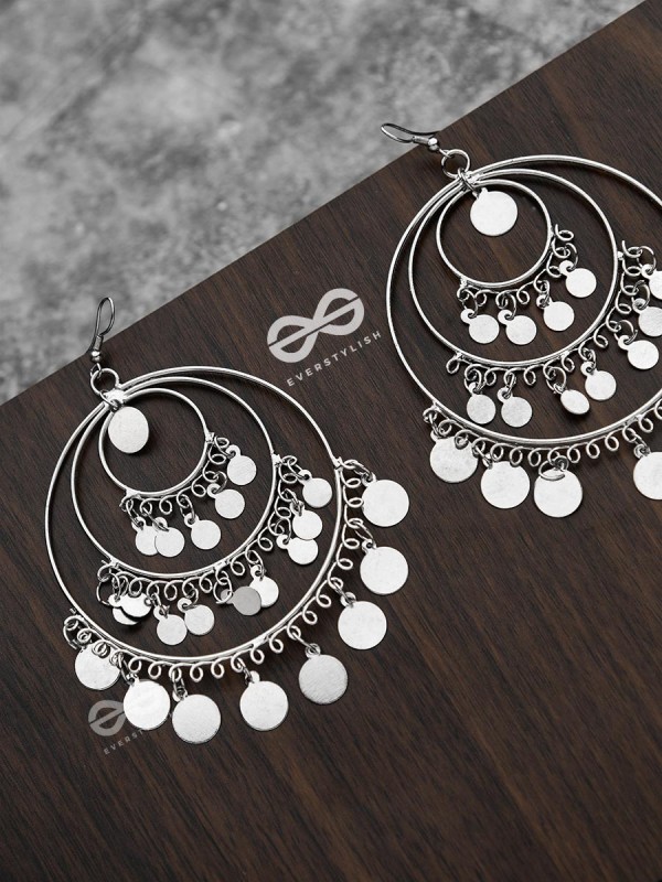 The Playful Delight - Elegant Circular Danglers (Silver)
