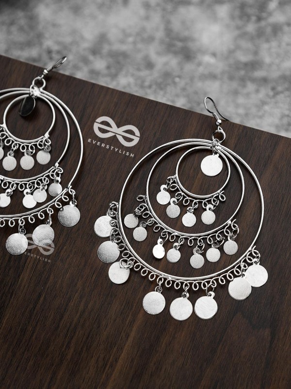 The Playful Delight - Elegant Circular Danglers (Silver)