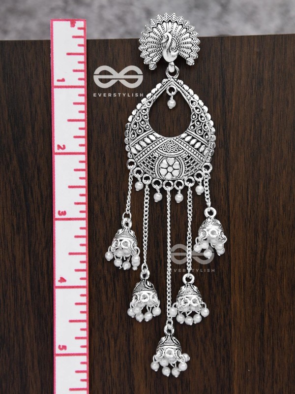 The Bohemian Peacock Artwork - Five Jhumki Earrings